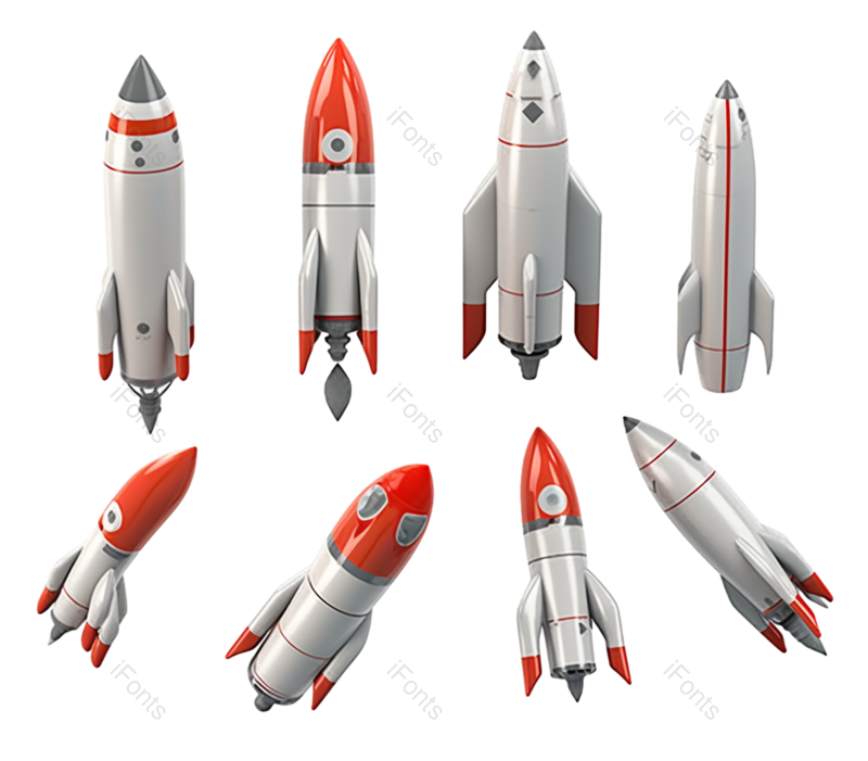 科技图片,科学元素,火箭PNG,复古风格免抠素材